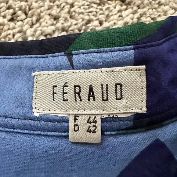 Feraud black, green, blue & purple button down silk top size 44 - Picture 6 of 11